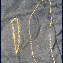  18KT GOLD FILLED ROPE NECKLACE & BRACELET (2mm thick. 18in Long)