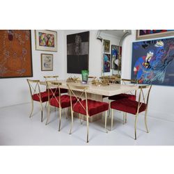 Italian Travertine Dining Table with a Quarry Edge