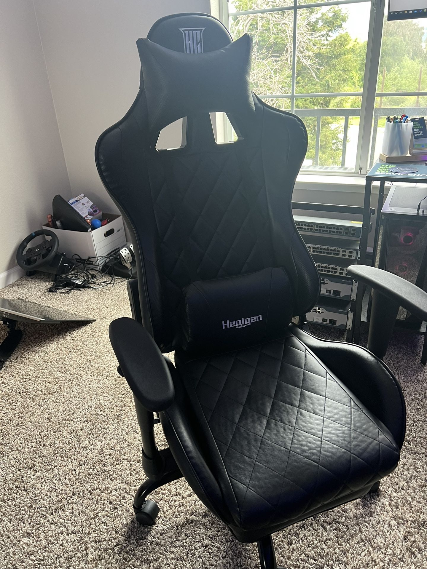 Racing Style Gamer Chair Ergonomic Leather Video Game Chair High Back And Seat Height Adjustable Swivel With Footrest Lumbar Pillow And Headrest