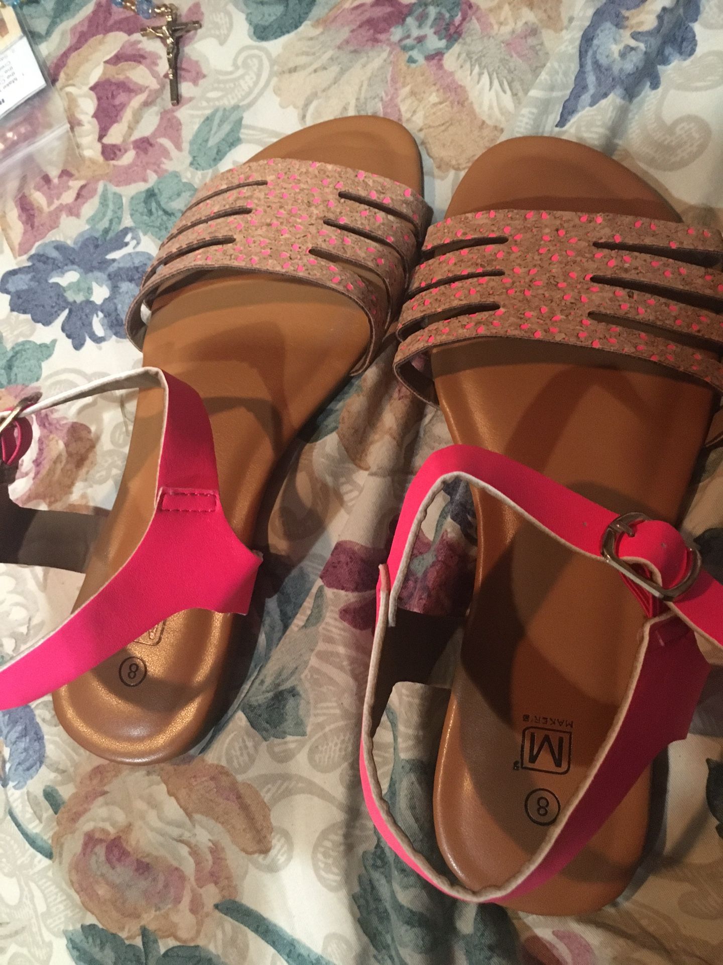Hot pink cork Sandals