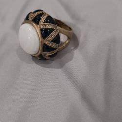 Rivka Freidman Black Onyx, Diamond, Pearl Zigzag Ring

