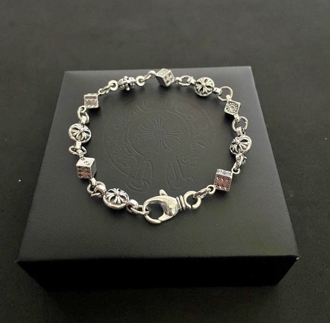 Silver charm link bracelet grunge punk emo opium style