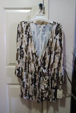 Plus size dressy front wrap dressy blouse