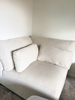 White Fabric Armless Sectional Sofa Seat