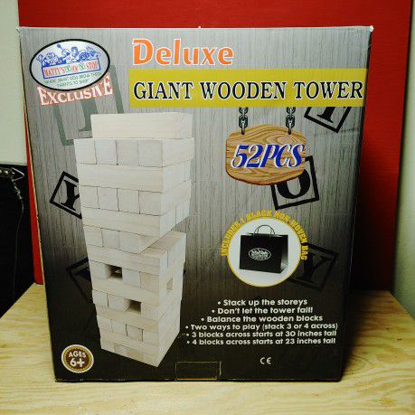 Matty's Toy Stop Giant Wooden Tower Deluxe Stacking Game with Storage Bag (52 Pieces) 2 Ways to Play (Starts at 23" or 30"): Toys & Games


