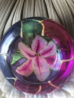 Glass hand painted container