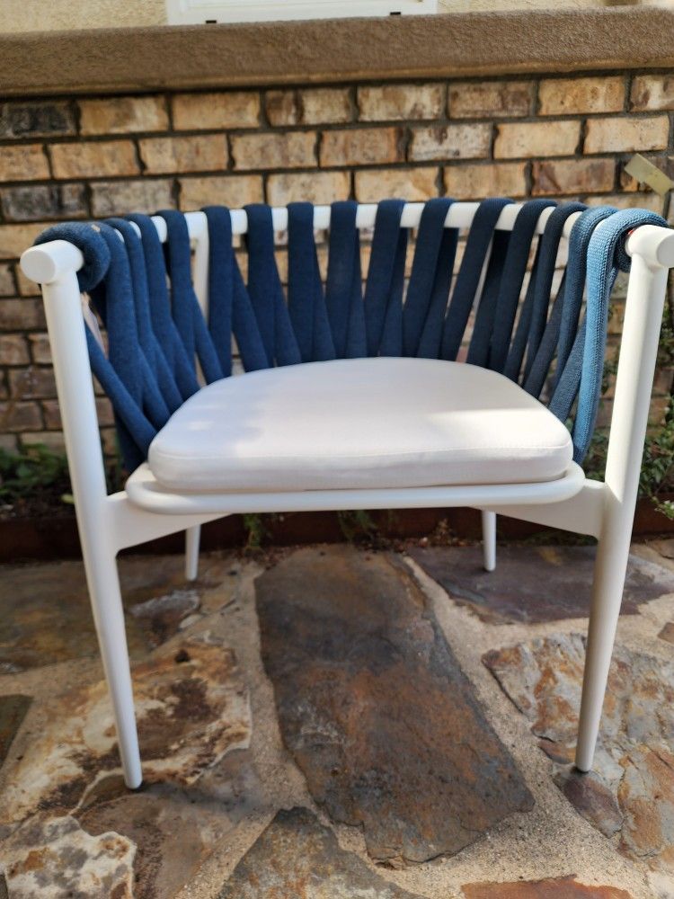 Ernak Steel Arm Chair - Royal Blue/White