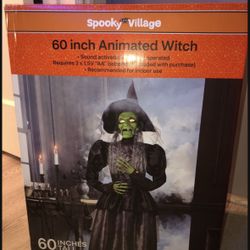 SPOOKY VILLAGE Animated Talking Witch 60 inch with LED Eyes - Head & Mouth Move