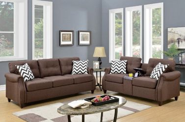 Linen like fabric sofa and love seat set 