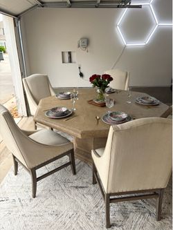 🔥 Must See! Stone Dining Table Set w/ 5 Chairs