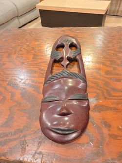 Carved Wooden African Mask Decor