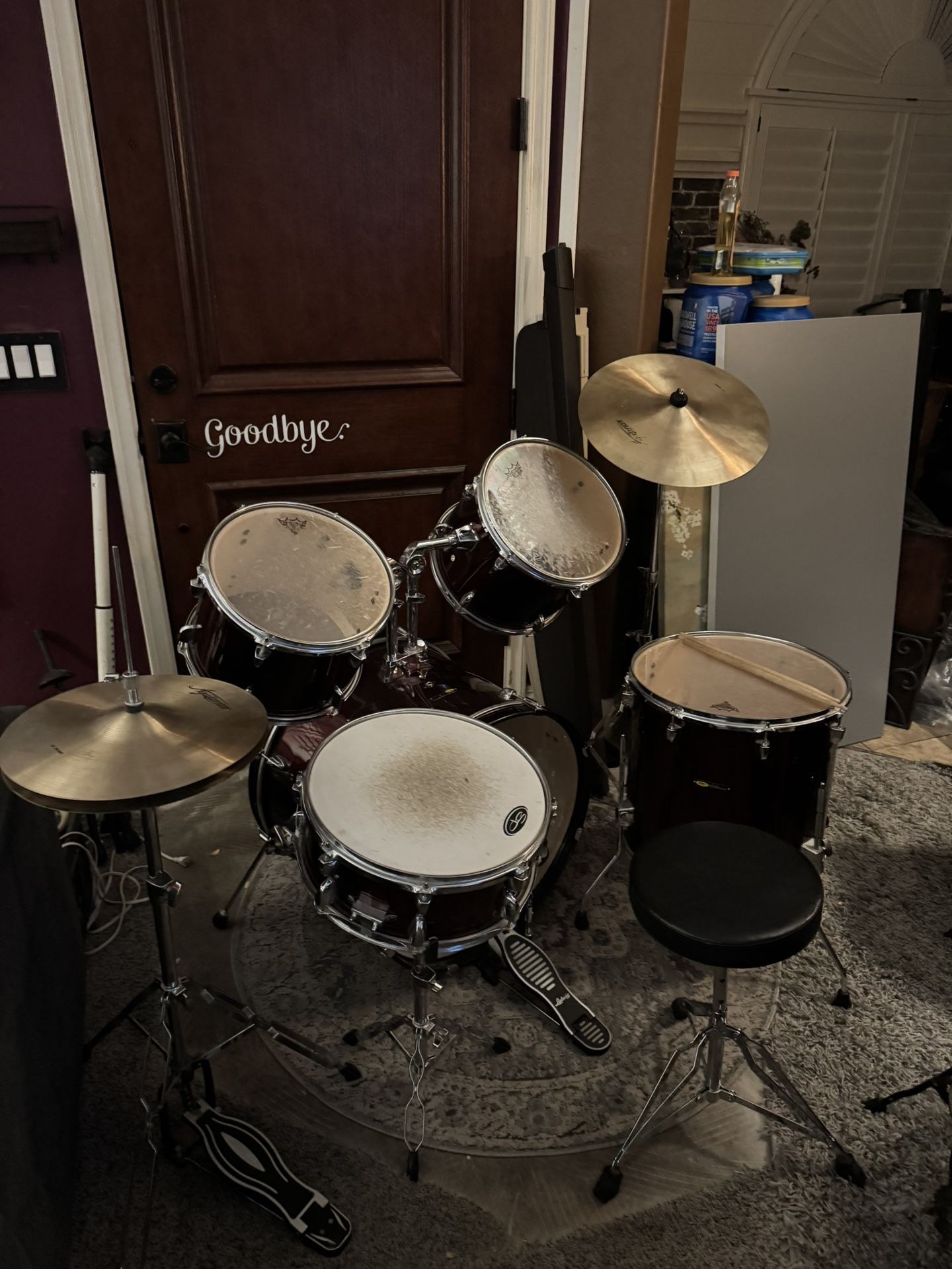 Sp Complete Drum Set In Good Condition Comes With Every Thing You See
