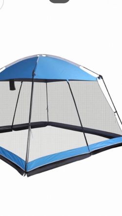 Screen House 10x10 Ft Square Camping Canopy Tent Sun Shade Gazebo Shelter Perfect for Outdoor Activities, Blue