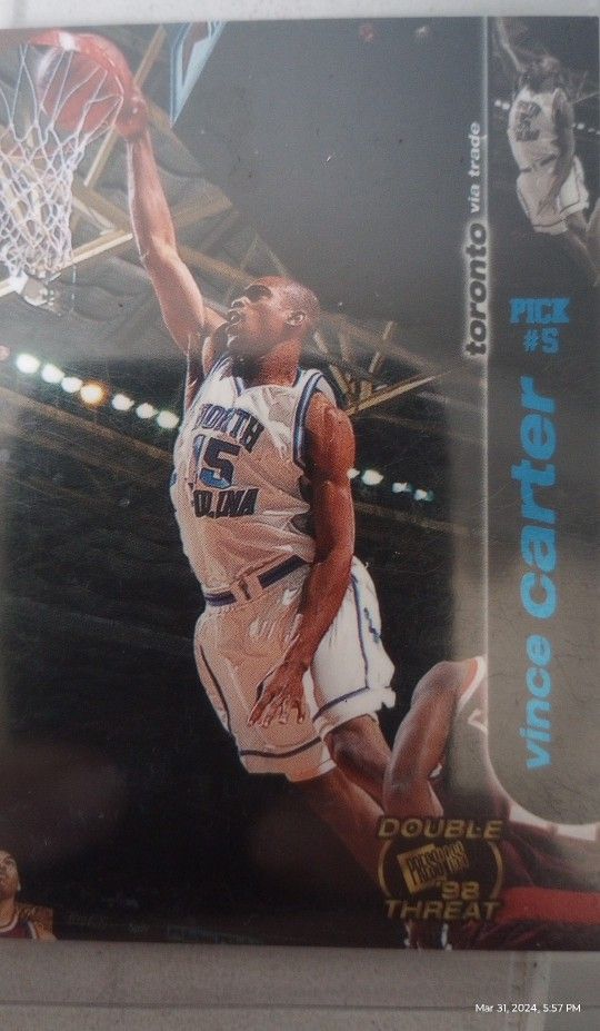 1998 Press Pass Vince Carter #4 Double Threat Rookie Mint