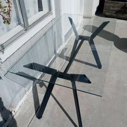 Glass Table With Black Metal Frame