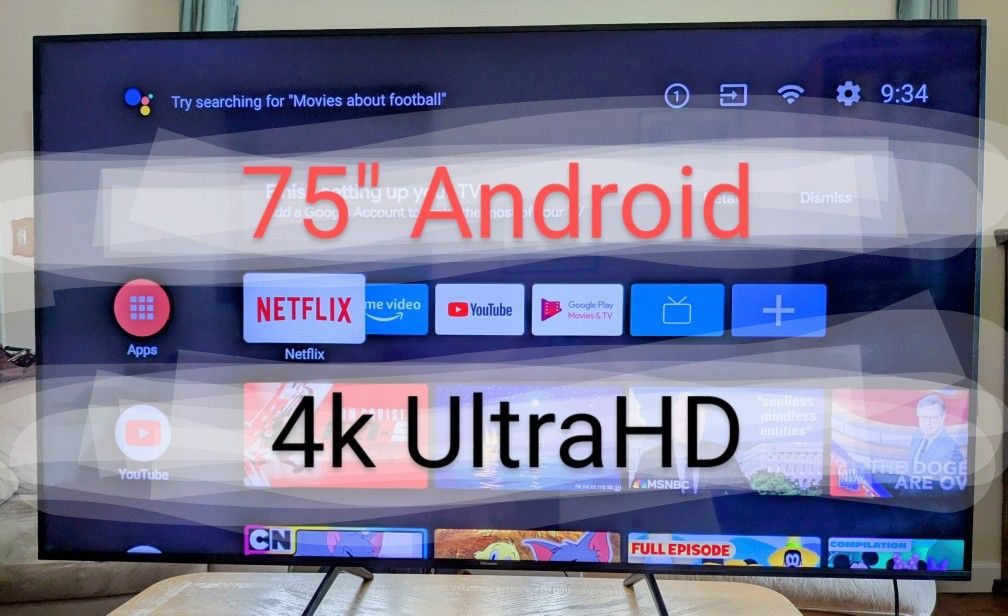 75-inch UHD 4k Android 2020 Smart TV with Remote by Hisense