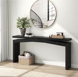 63-Inch Farmhouse Console Table for Entryway, Black Entryway Table Rustic for Living Room, Wooden Sofa Console Table Behind Couch for Home, Apartment,