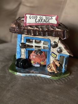 Blue Sky Clayworks Good Ol DOGS Garage by Heather Goldminc T-lite Candle Holder