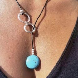 One Piece Retro Round Layered Necklace Turquoise/ Christmas/ Stocking 