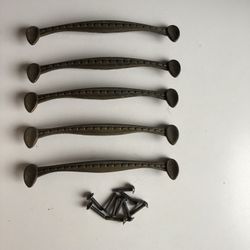 7” Long Antique Brass Drawer Pulls (5)