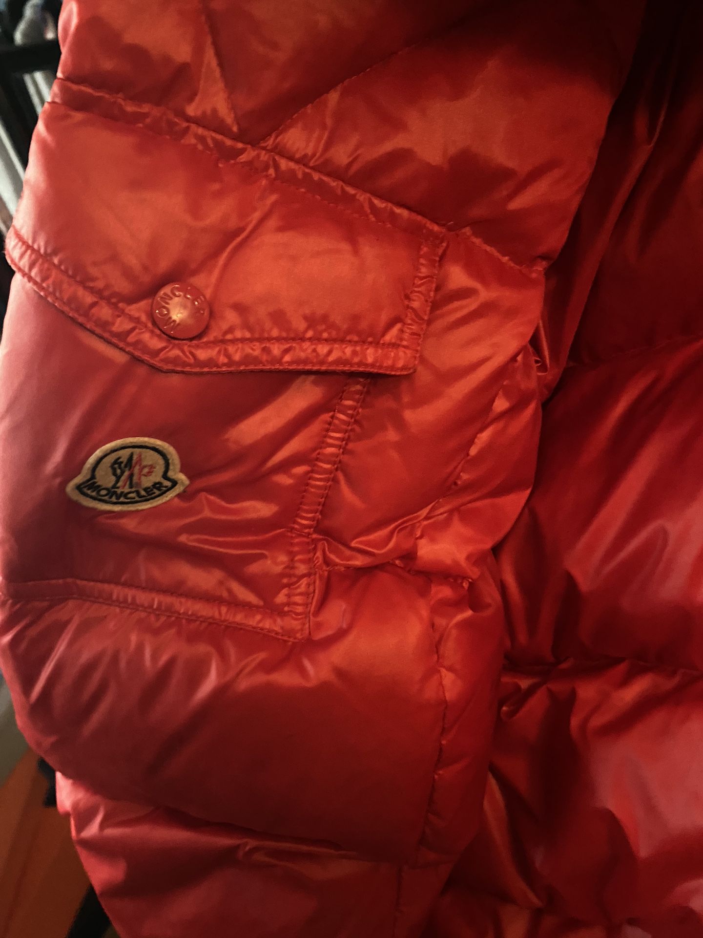 Red Moncler Puffer Coat