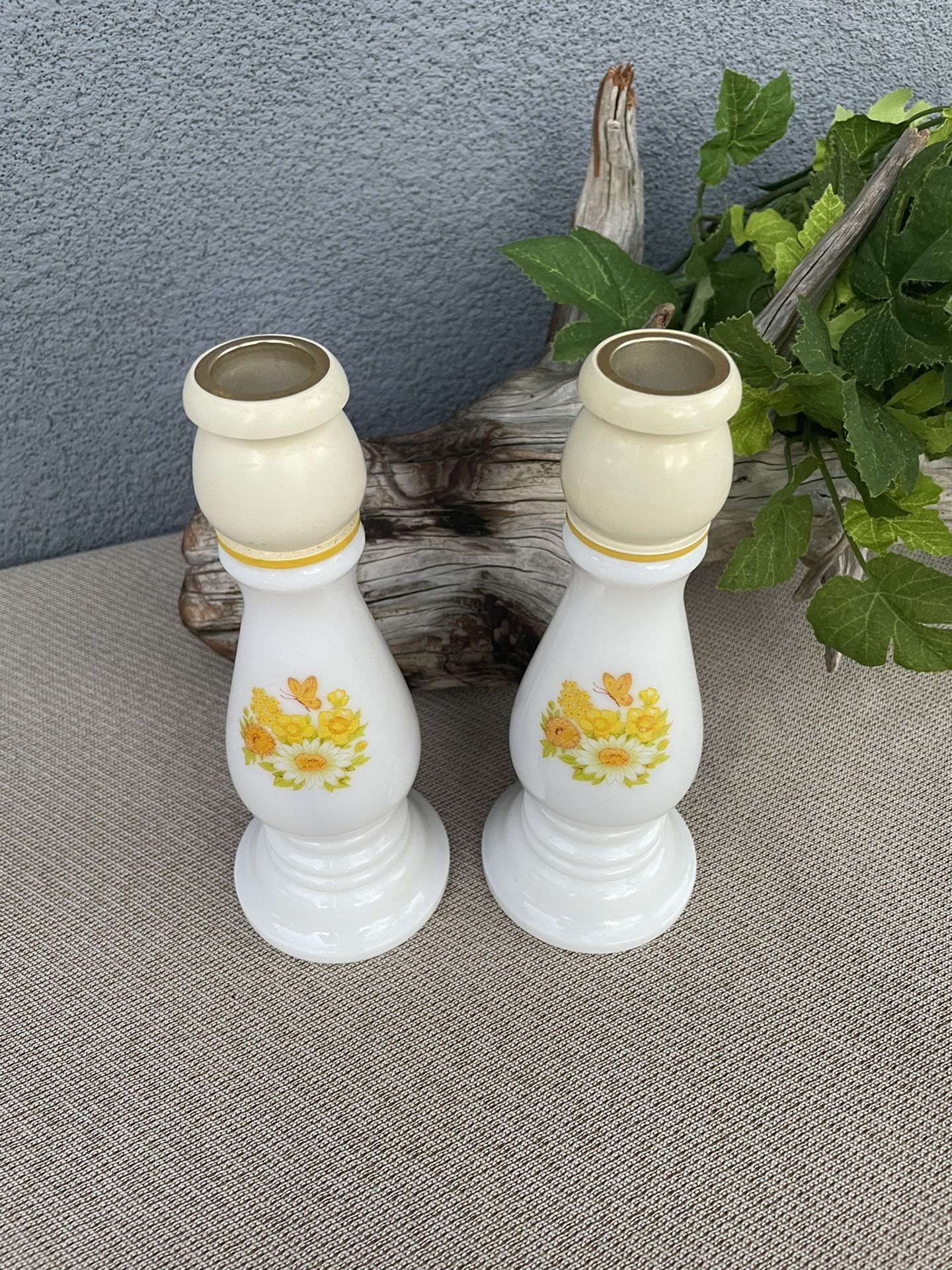 Vintage Avon Buttercup Candlesticks (full Bottles)