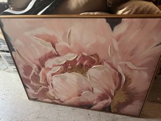 Large Framed Floral Canvas Wall Art