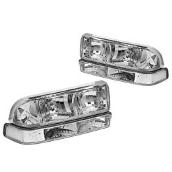 98-04 Chevy Blazer S10 Headlights Chrome Clear Luces Cromadas