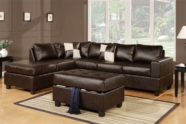New! Espresso Leather Sectional w/Pillows & Ottoman $39 Down (NO CREDIT CHECK FINANCING)