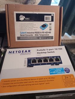 Prosafe 5 Port 10/100 Switch And Cyber X Industrial Rs232 To Rs422