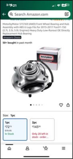 Front wheel bearing and hub assembly 2015-2017 Ford F-150        4WD