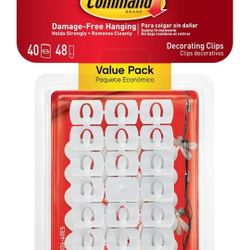Command Decorating Clips, 40 Clips and 48 Strips, 40 White 