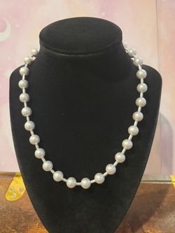 Beaded Large Ball Chain Necklace 20"+3" Extender Brushed Silvertone  F9