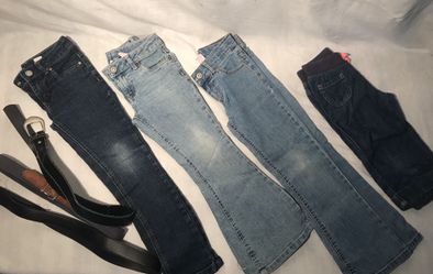 4 girls pants & 3 belts