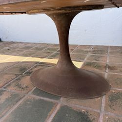 Oval Wood Table With Metal Base 