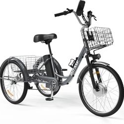 Electric Trike for Adults,24" Tire Etrike,3-Wheel Electric Bicycle with Removable 48V/13Ah Battery,Electric Tricycle with Front & Rear Large 
