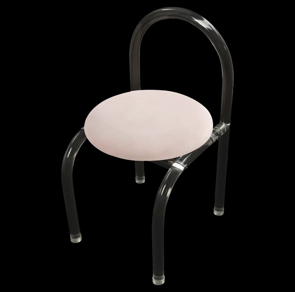Modern Minimalist Acrylic Chair with Velvet Cushion,Fashion Clear Vanity Chair with Acrylic Legs,for Bedroom Dining Room Living Room OfficeClear (Pink