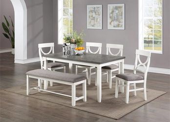 6 Piece Dining Set – White/Gray Color