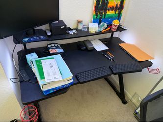Carbon fiber detailed Gaming Desk with light display