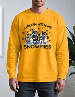  Chillin With My Snowmies Steelers Football Inspired Snowmies Long Sleeve Tee-shirt 