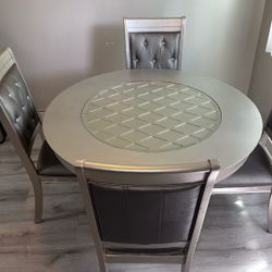 Modern Round Dining Table Set – 4 Chairs