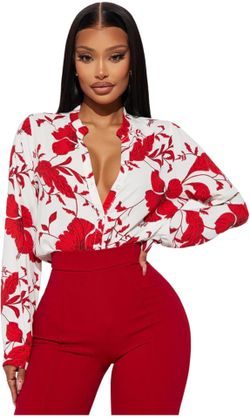 Women's Floral Printed Blouses V Neck Button Down Shirts Casual Long Sleeve Work Blouse Boho Top 2026