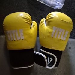 Title Boxing Heavy Bag  Gloves Yellow Hit It Hard 14 Oz
