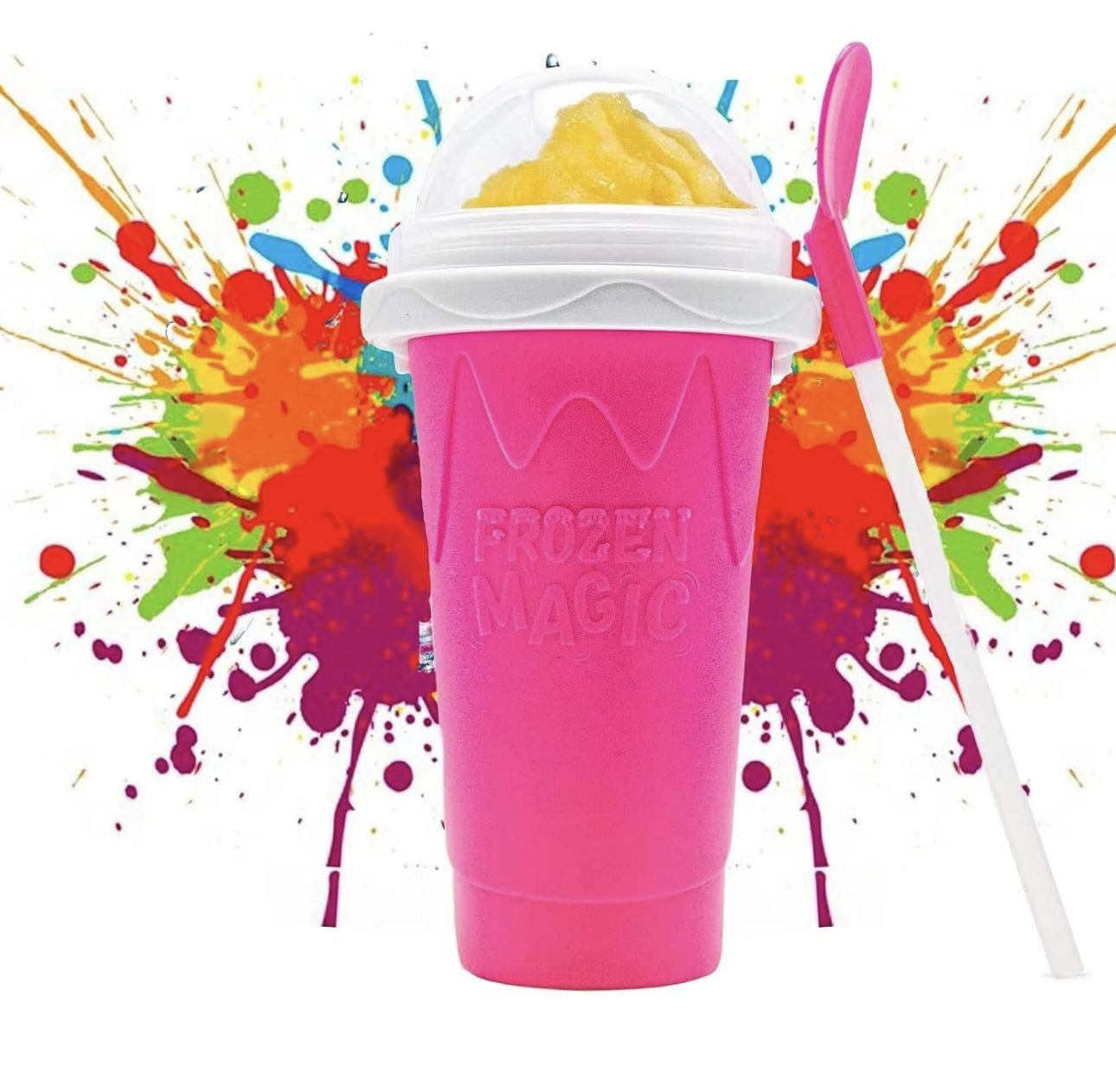 Slushy Cup Slushie Cup Slushy Maker Cup Frozen Magic Squeeze Cup Slushie(pink)