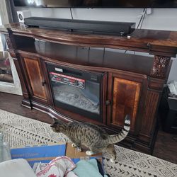 Entertainment Unit with Heated Faux Fire Place