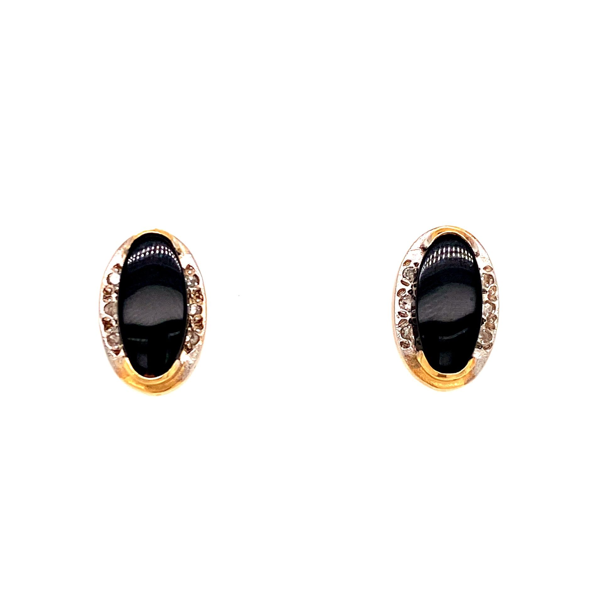 14k Onyx/Diamond Stud Earrings