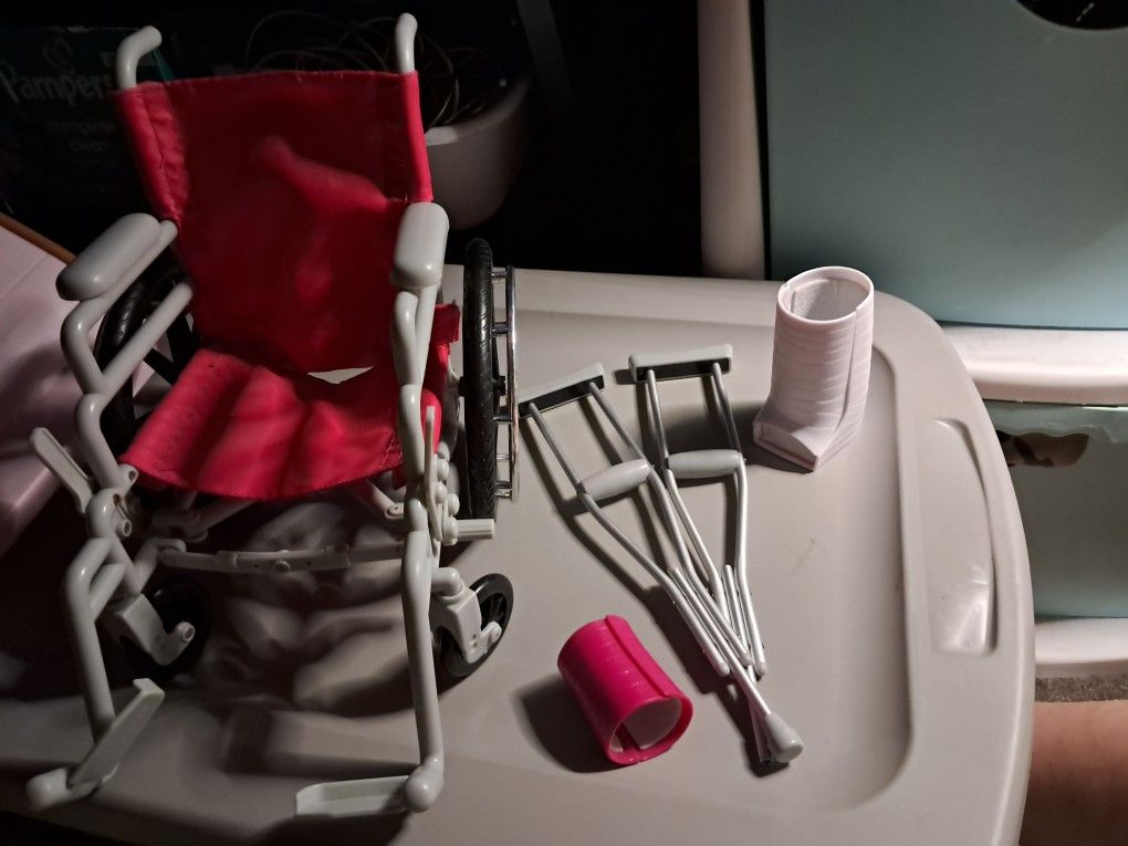 American Doll Handicap Wheelchair Crutches And Cast