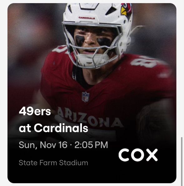 Cardinals Vs 49ers Nov 16 Lower Level