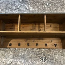 Ballard Design Wood Shelf & Hooks 