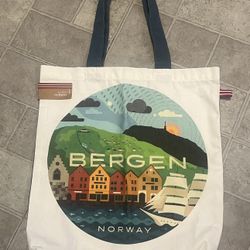 Bergen Norway Tote Bag -new!! With Tags